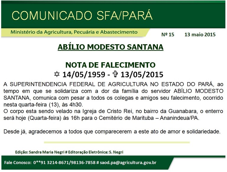 COMUNICADO Nº 15 NOTA DE FALECIMENTO ABÍLIO SANTANA 13.05.15.jpg