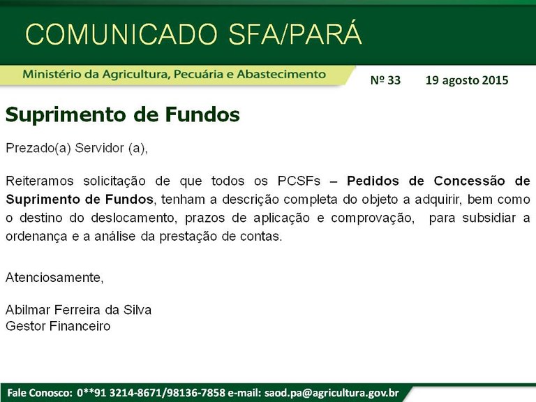 Comunicado SFA-PA Nº 33 -Suprimento de Fundos.jpg