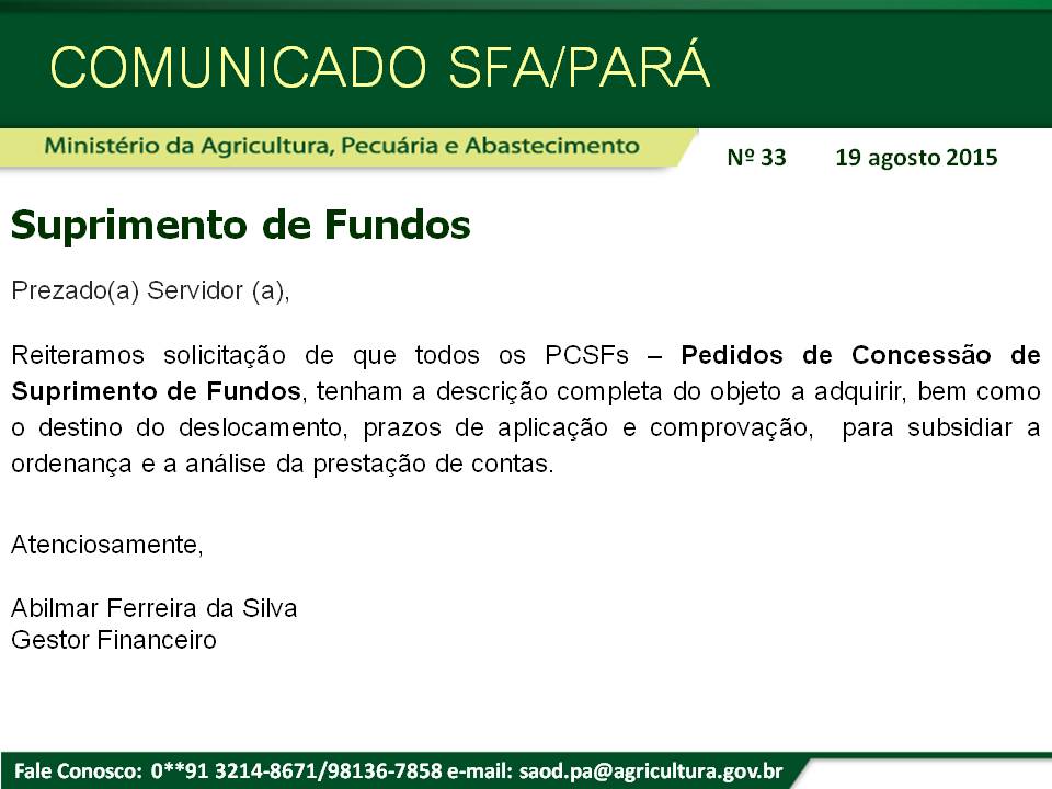 Comunicado SFA-PA Nº 33 -Suprimento de Fundos.jpg