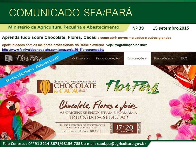 Comunicado SFA-PA Nº 39 - 3º FESTIVAL INTERNACIONAL DO CHOCOLATE - FLOR PARÁ.jpg