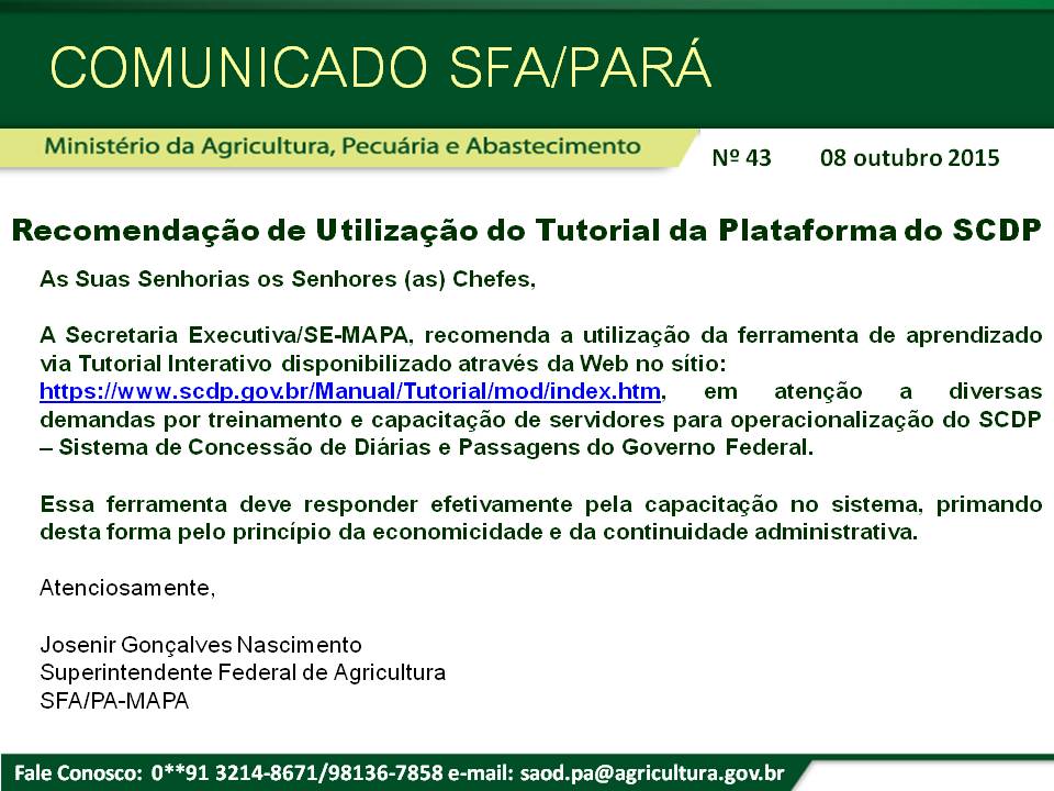 Comunicado SFA-PA Nº 43 - Recomendação SE-MAPA.jpg