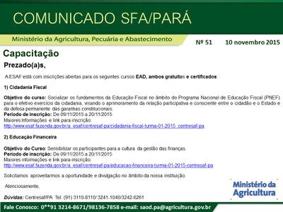 Comunicado SFA-PA Nº 51 - Capacitação - CENTRESAF.jpg