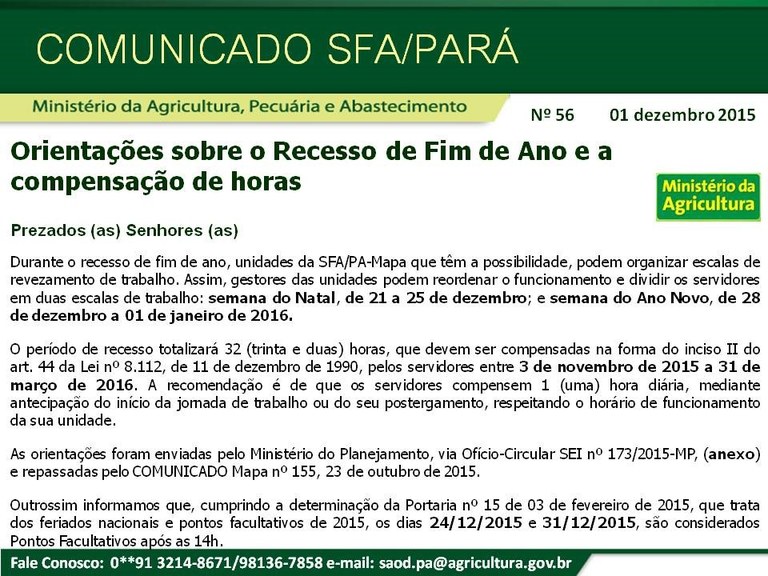 Comunicado SFA-PA Nº 56 - Orientações sobre Recesso.jpg