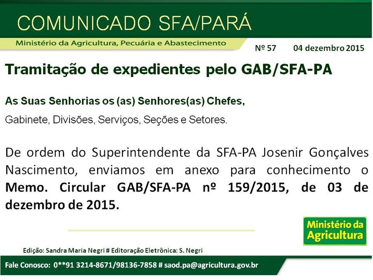 Comunicado SFA-PA Nº 57-Memo. Circular Nº 159.2015-Tramitação de expedientes.jpg