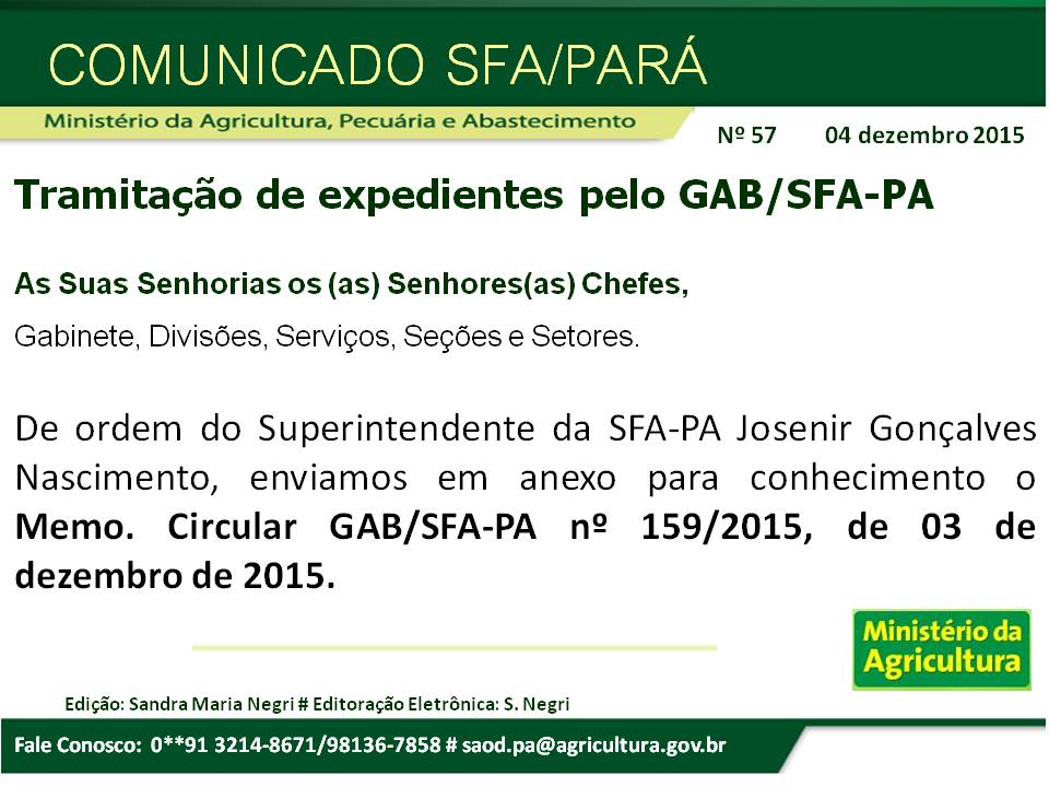Comunicado SFA-PA Nº 57-Memo. Circular Nº 159.2015-Tramitação de expedientes.jpg
